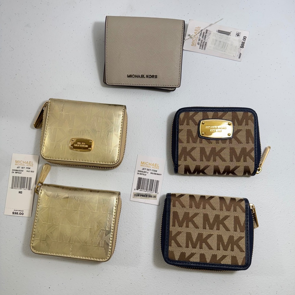 5*VTG Michael Kors lot MK Print Zip Around Coin Pouch Wallet Christmas gift